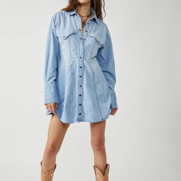 Free People Sammi Denim Mini Dress - Picture 8 of 9